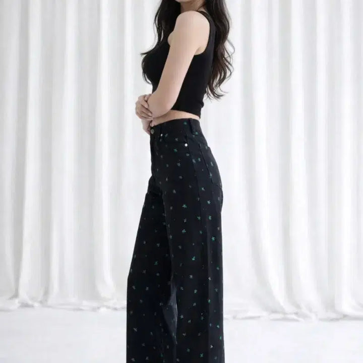 [BUNJANG] Floral Printed Wide Cotton Pants / 플라워 프린팅 와이드 면 팬츠