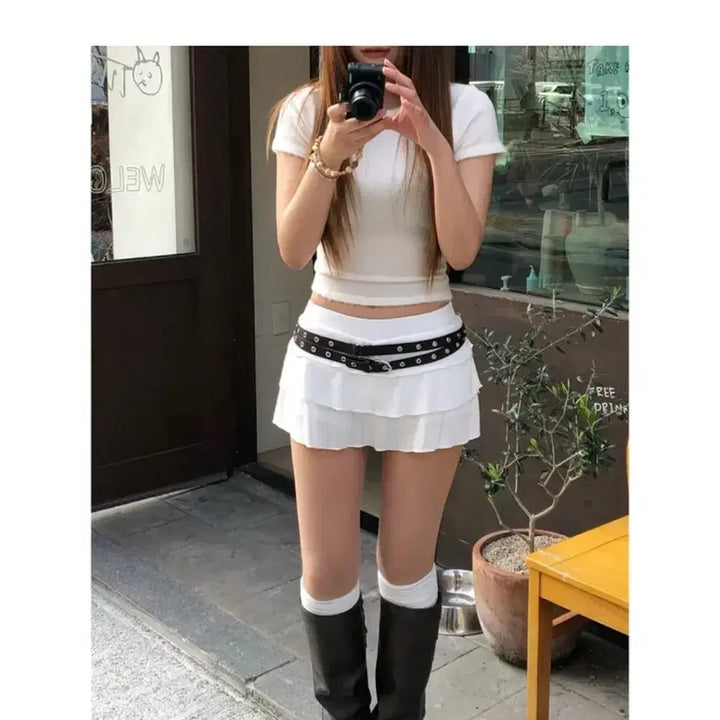 [BUNJANG] Rubbo Kangkang Knit Mini Skirt / 루보 캉캉 니트 미니 스커트