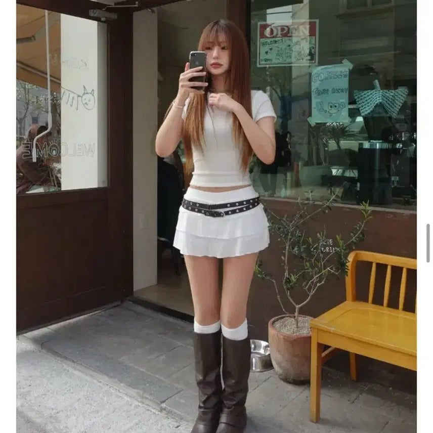 [BUNJANG] Rubbo Kangkang Knit Mini Skirt / 루보 캉캉 니트 미니 스커트