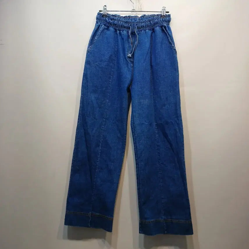 [BUNJANG] Denim Wide-Leg Pants / 통바지 허리밴딩 데님 팬츠 26~28봄가을  64148