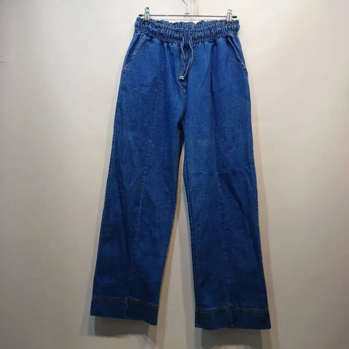 [BUNJANG] Denim Wide-Leg Pants / 통바지 허리밴딩 데님 팬츠 26~28봄가을  64148