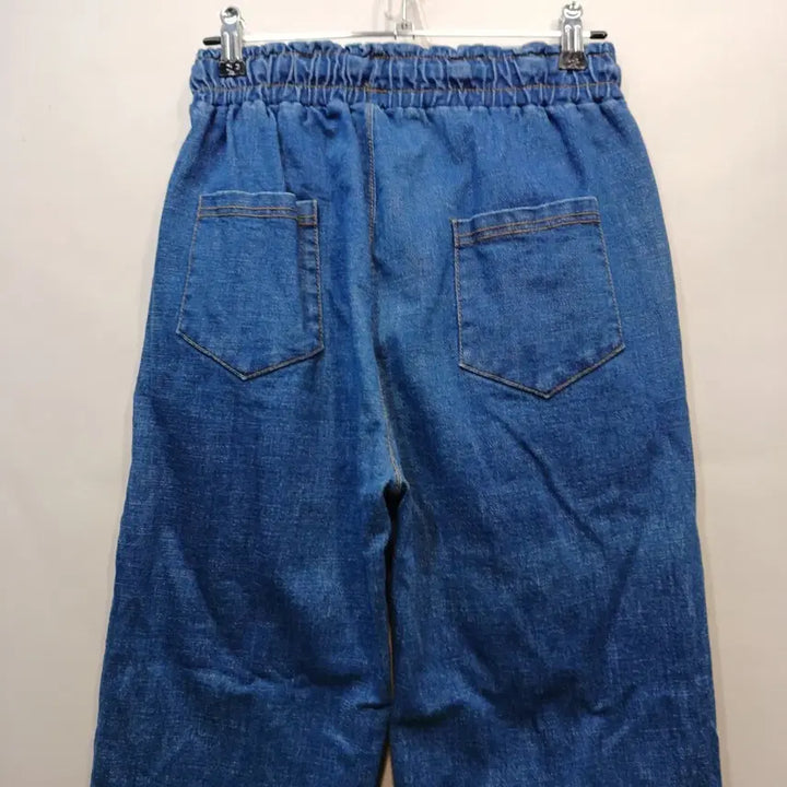 [BUNJANG] Denim Wide-Leg Pants / 통바지 허리밴딩 데님 팬츠 26~28봄가을  64148