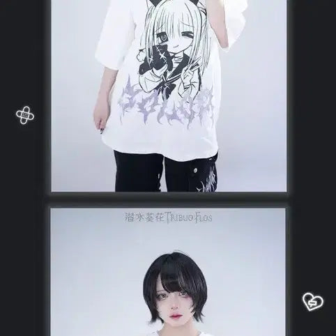 [BUNJANG] Cartoon Character Oversized T-shirt / 양산형 만화 캐릭터 반팔 티셔츠(2컬러)