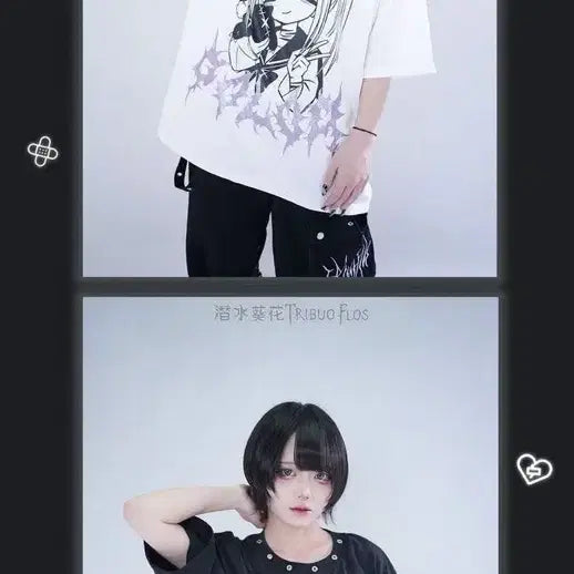 [BUNJANG] Cartoon Character Oversized T-shirt / 양산형 만화 캐릭터 반팔 티셔츠(2컬러)