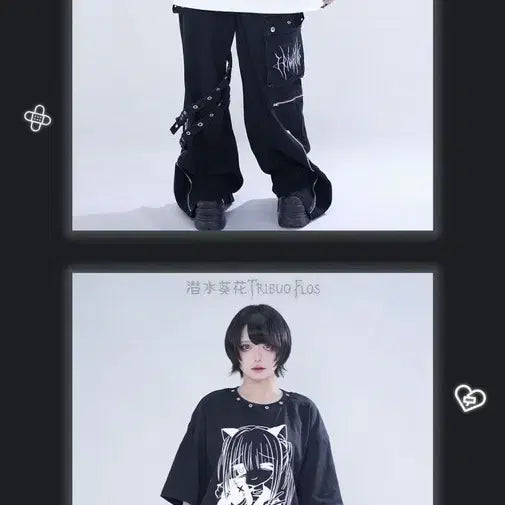 [BUNJANG] Cartoon Character Oversized T-shirt / 양산형 만화 캐릭터 반팔 티셔츠(2컬러)