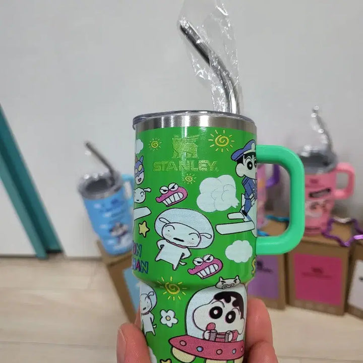 [BUNJANG] Crayon Shin-chan x Hello Kitty Collaboration Tumbler &amp; Keyring / 짱구 및 헬로키티 콜라보 텀블러  키링 새상품