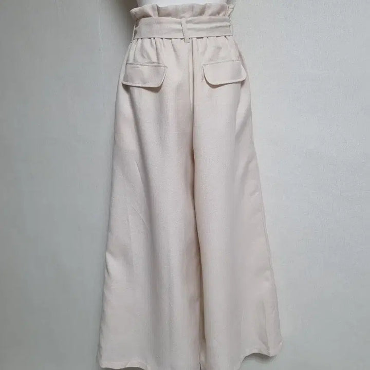 [BUNJANG] Ivory Ribbon Belt Wide Pants / 아이보리 리본 벨트 와이드 팬츠