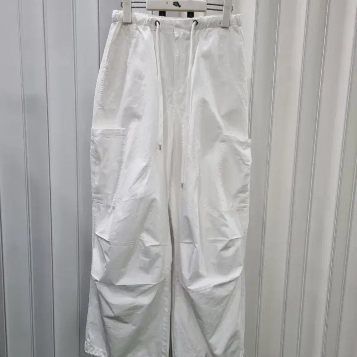 [SOLD OUT] 화이트 코튼 카고 와이드 팬츠 남여공용