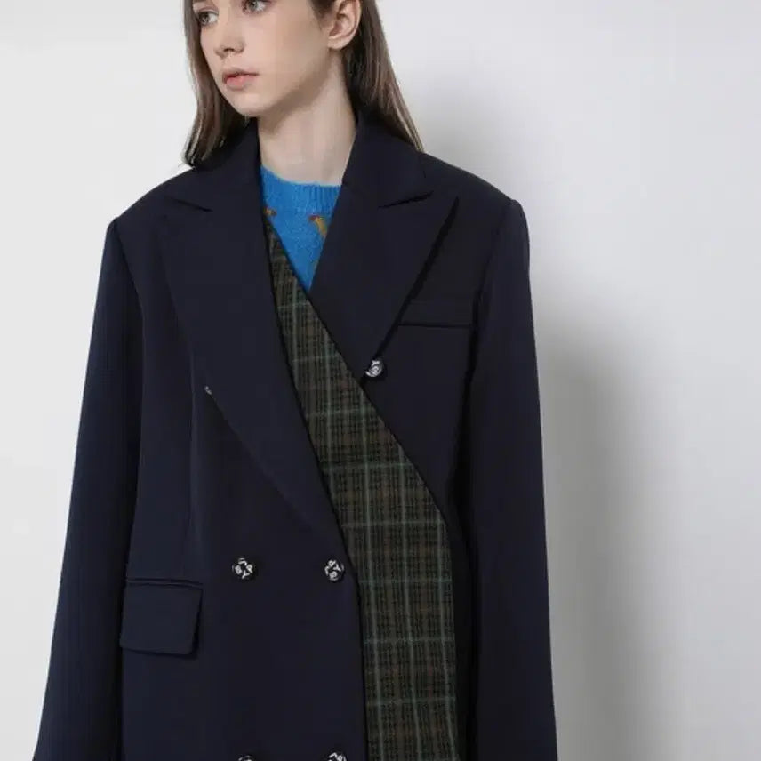 [BUNJANG] SJYP Checkered Layered Long Coat / SJYP 체크 레이어드 롱코트