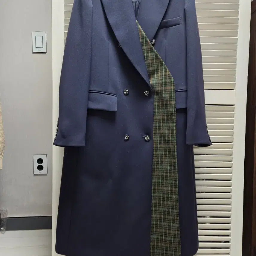 [BUNJANG] SJYP Checkered Layered Long Coat / SJYP 체크 레이어드 롱코트