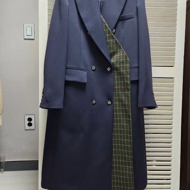 [BUNJANG] SJYP Checkered Layered Long Coat / SJYP 체크 레이어드 롱코트