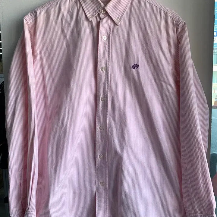 [BUNJANG] Hill &amp; Mount Pink Striped Oxford Shirt / 힐 앤 마운트 핑크 스트라이프 셔츠 옥스포드 남방 분홍