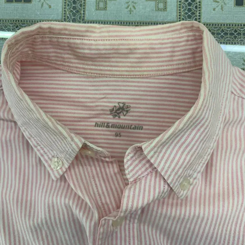 [BUNJANG] Hill &amp; Mount Pink Striped Oxford Shirt / 힐 앤 마운트 핑크 스트라이프 셔츠 옥스포드 남방 분홍