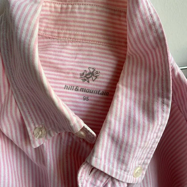 [BUNJANG] Hill &amp; Mount Pink Striped Oxford Shirt / 힐 앤 마운트 핑크 스트라이프 셔츠 옥스포드 남방 분홍