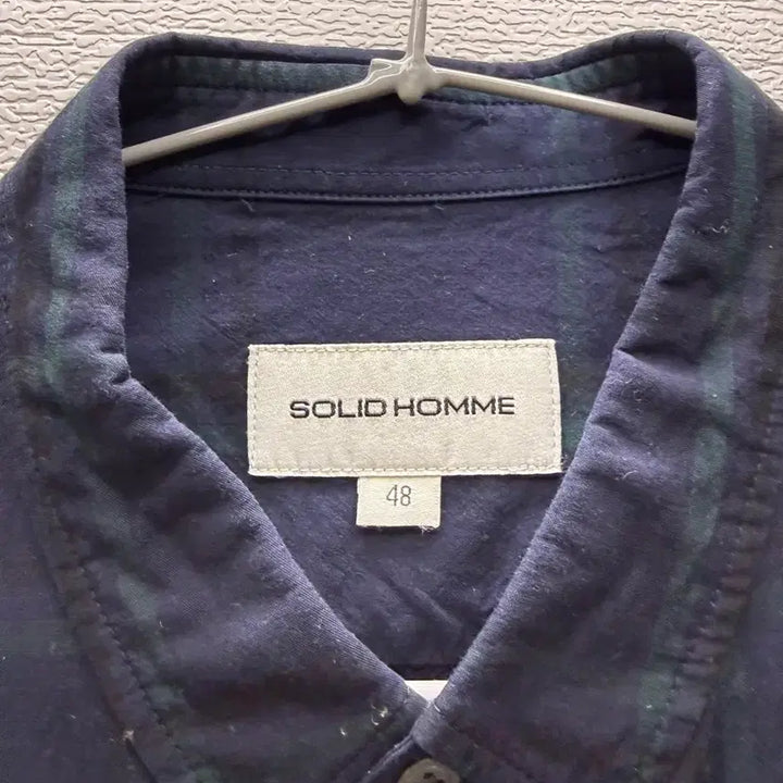 [BUNJANG] Solid Homme Navy Check Long Sleeve Shirt / 솔리드옴므 네이비 체크 긴팔 셔츠