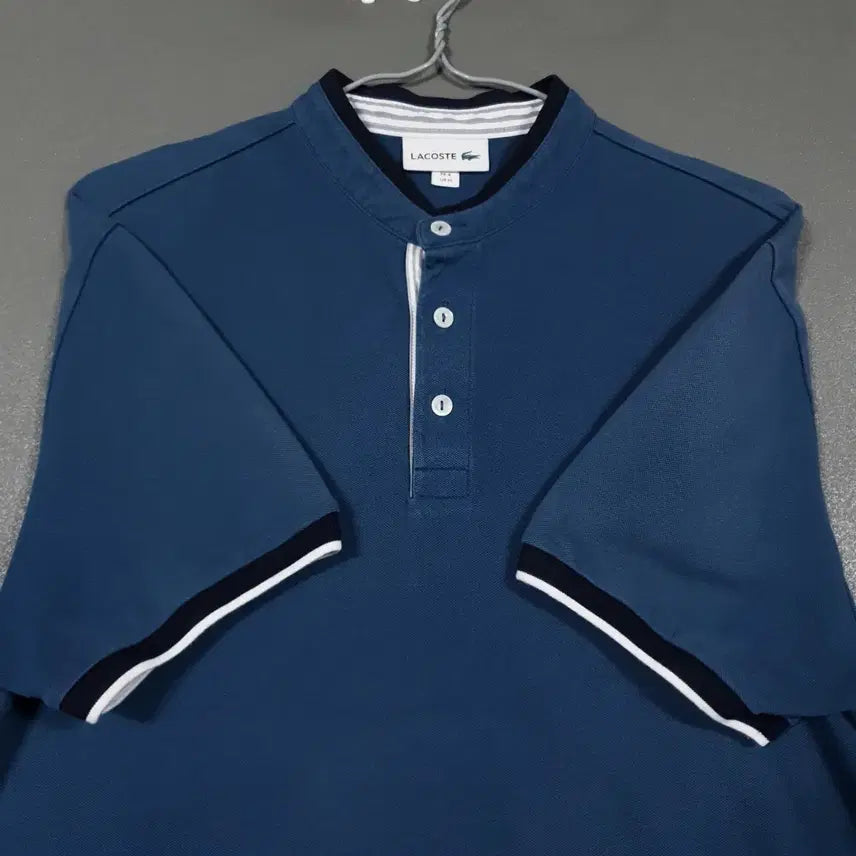 [BUNJANG] Lacoste Woven Henley Neck Polo Shirt / 100) 라코스테 신형 20ss 우븐 헨리넥 반팔 폴로 셔츠 LCST