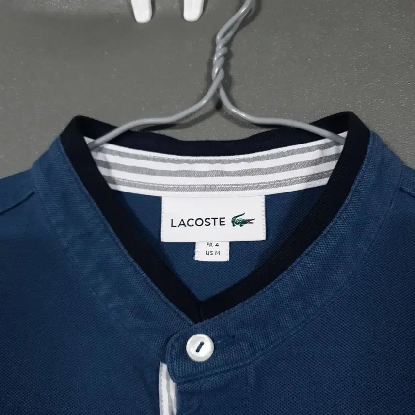 [BUNJANG] Lacoste Woven Henley Neck Polo Shirt / 100) 라코스테 신형 20ss 우븐 헨리넥 반팔 폴로 셔츠 LCST