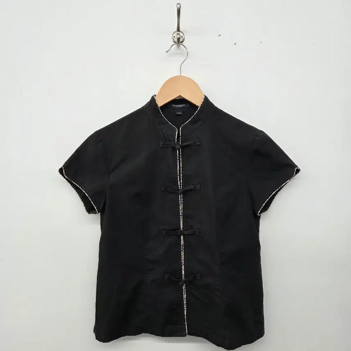 [BUNJANG] Burberry Black China Collar Short Sleeve Shirt (Women&