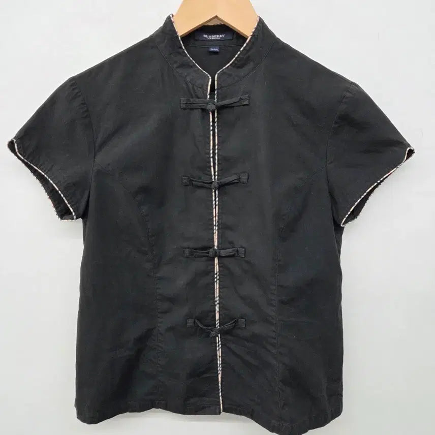 [BUNJANG] Burberry Black China Collar Short Sleeve Shirt (Women&