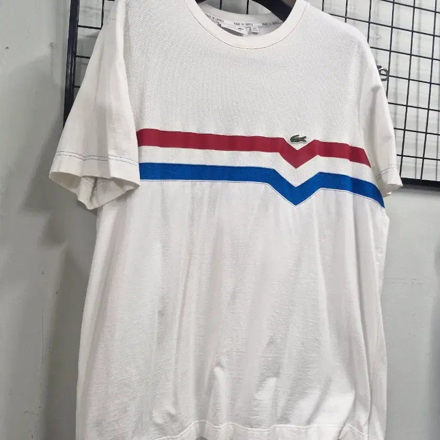 [BUNJANG] Lacoste Striped T-shirt (110 XXL) / 110XXL 라코스테 스트라이프 반팔티.