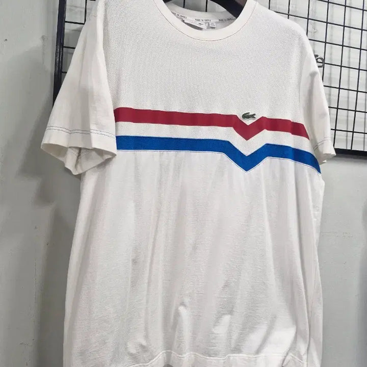 [BUNJANG] Lacoste Striped T-shirt (110 XXL) / 110XXL 라코스테 스트라이프 반팔티.