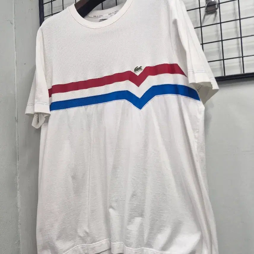 [BUNJANG] Lacoste Striped T-shirt (110 XXL) / 110XXL 라코스테 스트라이프 반팔티.