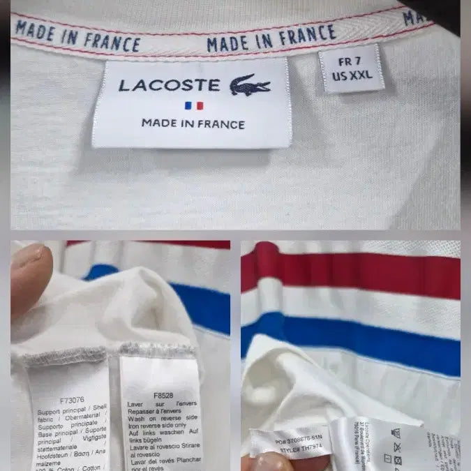 [BUNJANG] Lacoste Striped T-shirt (110 XXL) / 110XXL 라코스테 스트라이프 반팔티.