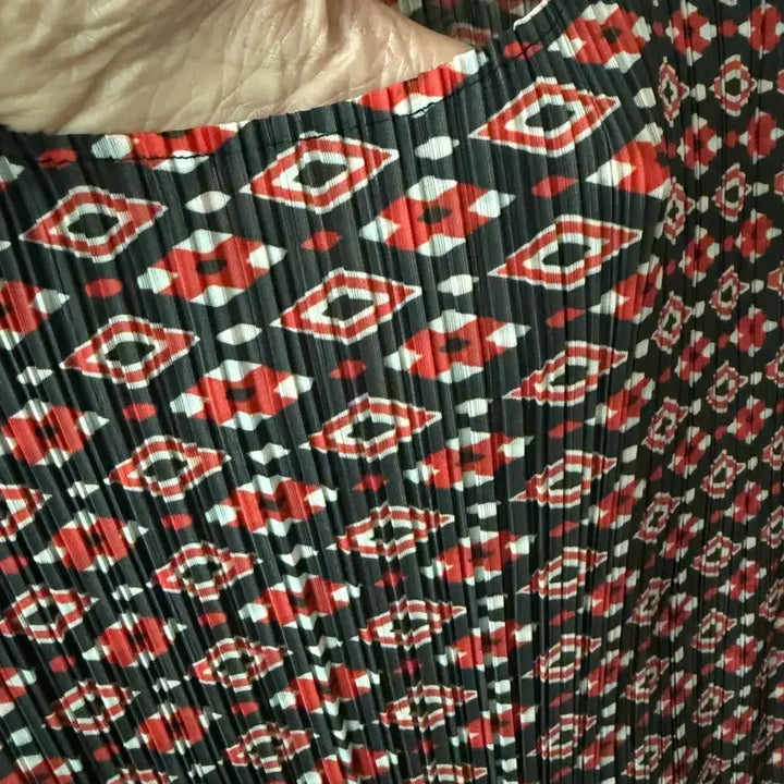 [BUNJANG] Patterned Pleated Long Dress / 패턴 플리츠 롱 원피스