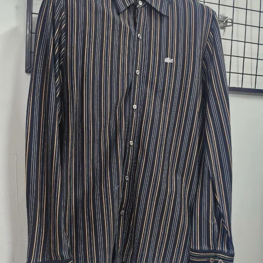 [BUNJANG] Lacoste Striped Long Sleeve Shirt / 100L 라코스테 스트라이프 긴팔 셔츠.