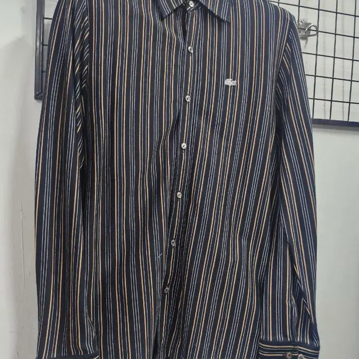 [BUNJANG] Lacoste Striped Long Sleeve Shirt / 100L 라코스테 스트라이프 긴팔 셔츠.