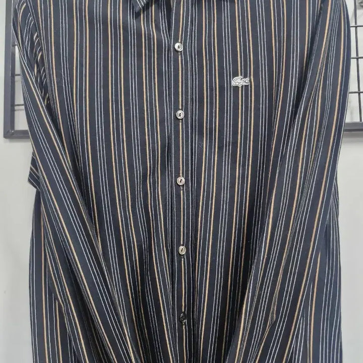 [BUNJANG] Lacoste Striped Long Sleeve Shirt / 100L 라코스테 스트라이프 긴팔 셔츠.