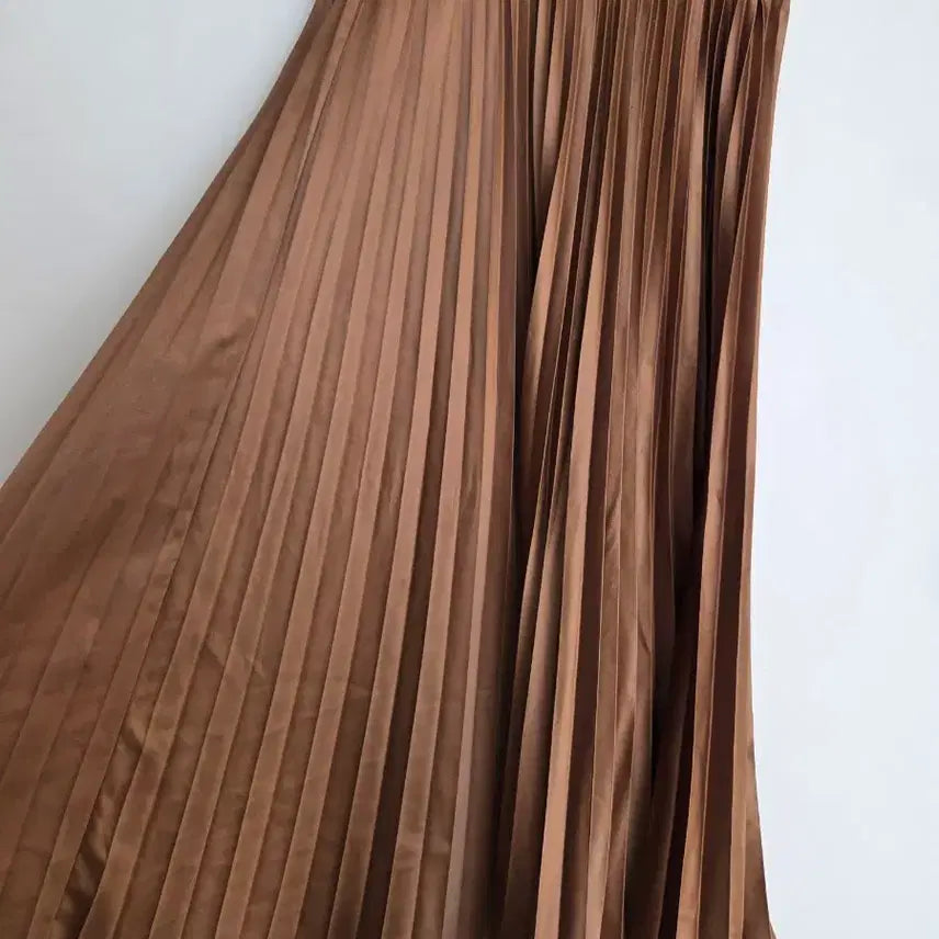 [BUNJANG] Brown Pleated Long Skirt / 브라운 플리츠 롱스커트