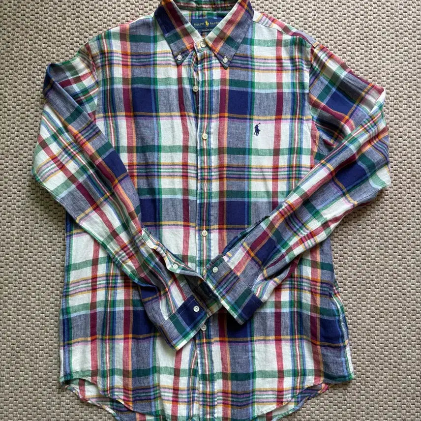 [BUNJANG] Polo Linen Checkered Shirt - M Size / 폴로 린넨 체크 셔츠 M사이즈 팝니다.