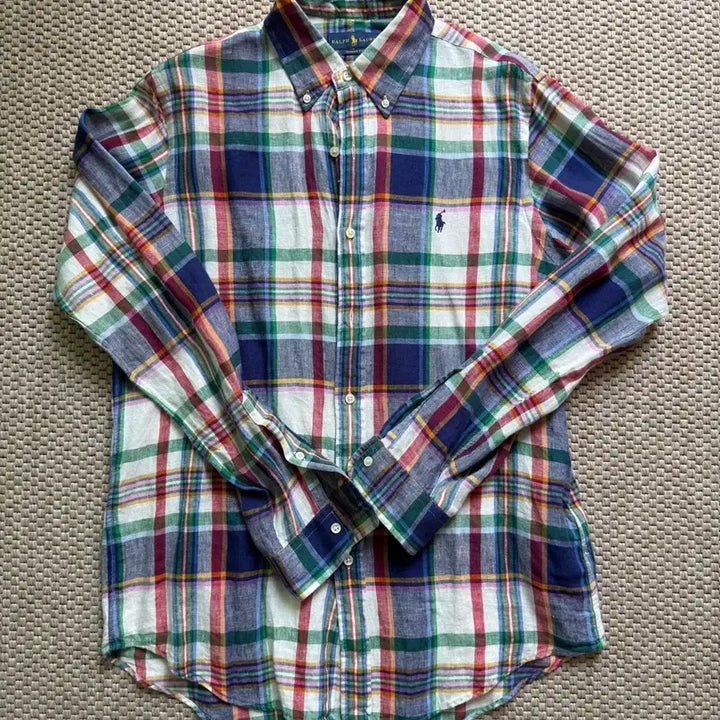 [BUNJANG] Polo Linen Checkered Shirt - M Size / 폴로 린넨 체크 셔츠 M사이즈 팝니다.