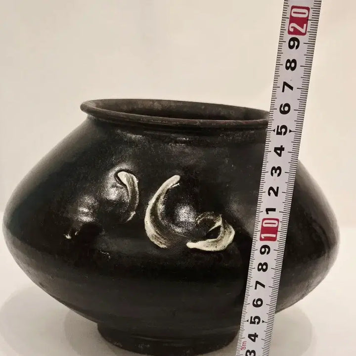 [SOLD OUT] 조선후기  흑유 항아리 퇴화문  도자기  골동품 입니다