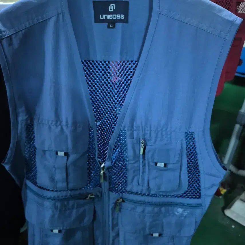 [BUNJANG] UNIBOSS Blue Work Vest L / UNIBOSS 유니보스 블루 작업 새조끼 L