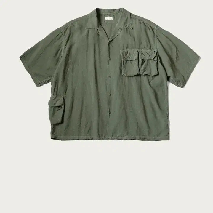 [BUNJANG] Kapital Soft Linen Hunting Aloha Shirt / [3] 캐피탈 소프트 리넨 헌팅 남 알로하 카키