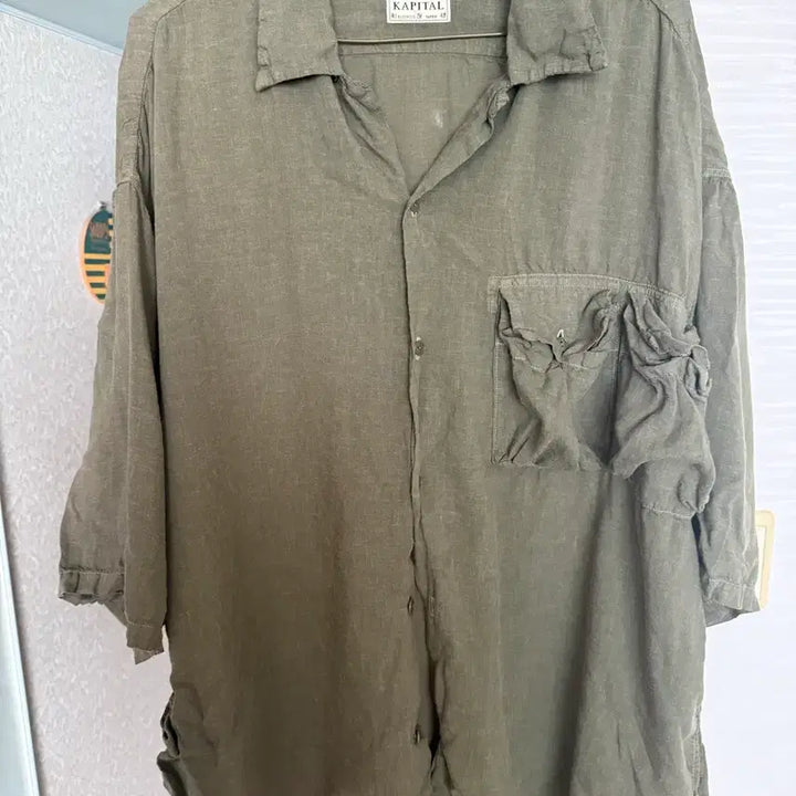 [BUNJANG] Kapital Soft Linen Hunting Aloha Shirt / [3] 캐피탈 소프트 리넨 헌팅 남 알로하 카키