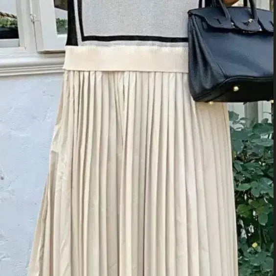 [BUNJANG] Knit Pleated Long Dress / 니트 플리츠 롱원피스