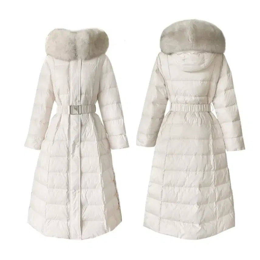 [SOLD OUT] 러브썸원 폭스퍼 덕다운 퀄팅 벨티드 롱패딩
