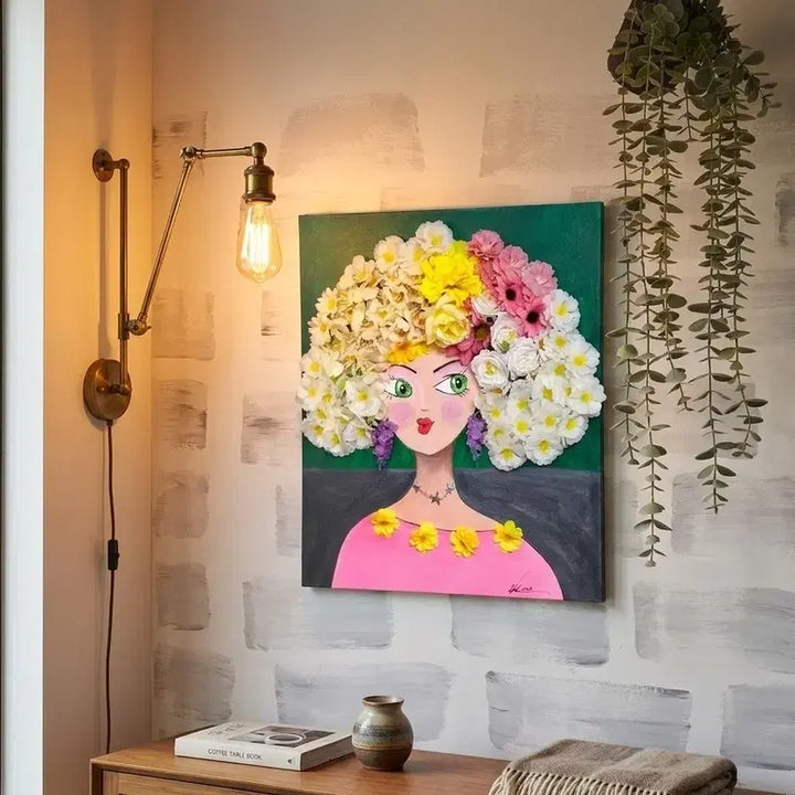 [BUNJANG] Vibrant Woman with Flowers Framed Art / 매력적인 여인. 개업,집들이