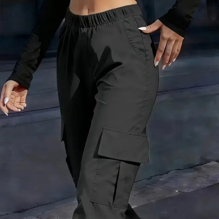 [BUNJANG] Black Cargo Jogger Pants - Women&