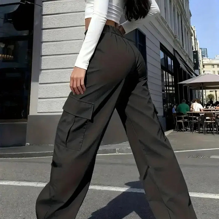 [BUNJANG] Black Cargo Jogger Pants - Women&