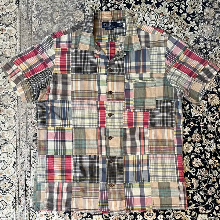 [BUNJANG] Polo Madras Patchwork Camp Shirt / 폴로 마드라스 패치워크 캠프셔츠 M