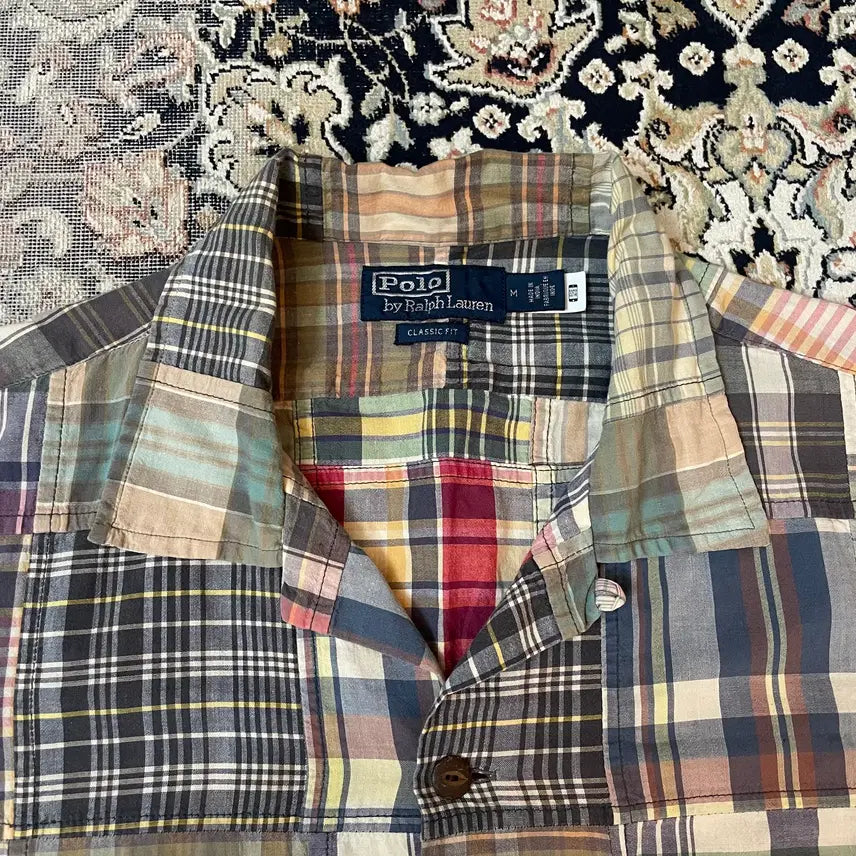 [BUNJANG] Polo Madras Patchwork Camp Shirt / 폴로 마드라스 패치워크 캠프셔츠 M