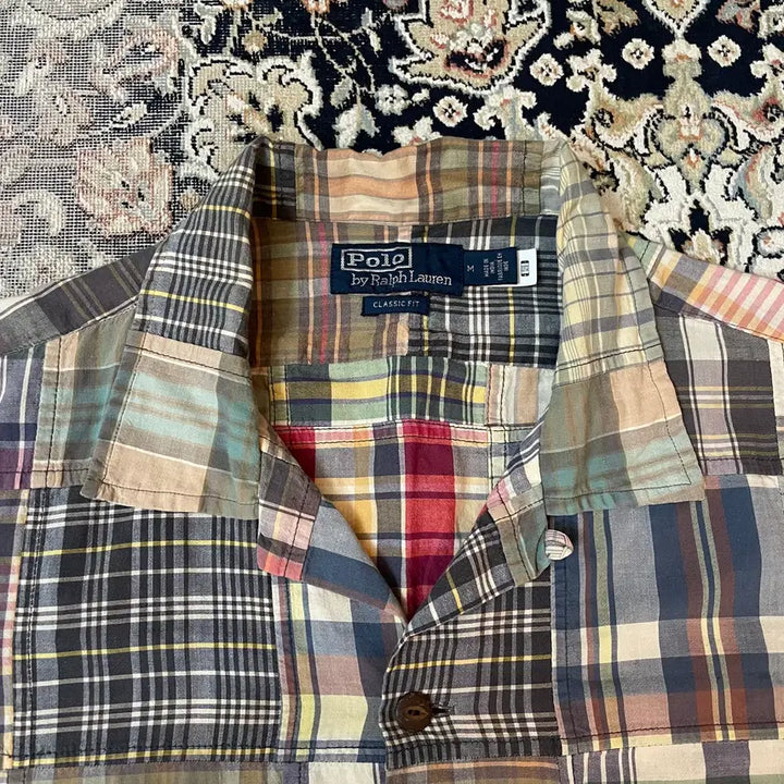 [BUNJANG] Polo Madras Patchwork Camp Shirt / 폴로 마드라스 패치워크 캠프셔츠 M