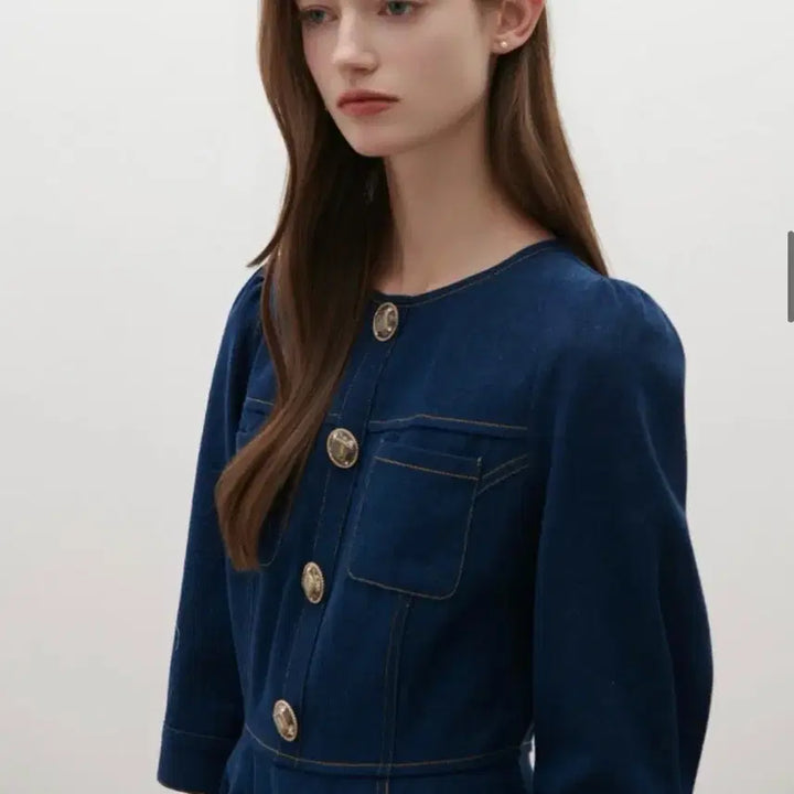 [BUNJANG] Satin Denim One-Piece Dress / 샤틴 데님 원피스