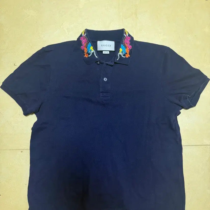 [BUNJANG] Gucci Dragon PK Embroidered Collar T-shirt / GUCCI 구찌 드래곤 PK 자수 카라 반팔 티셔츠 100L