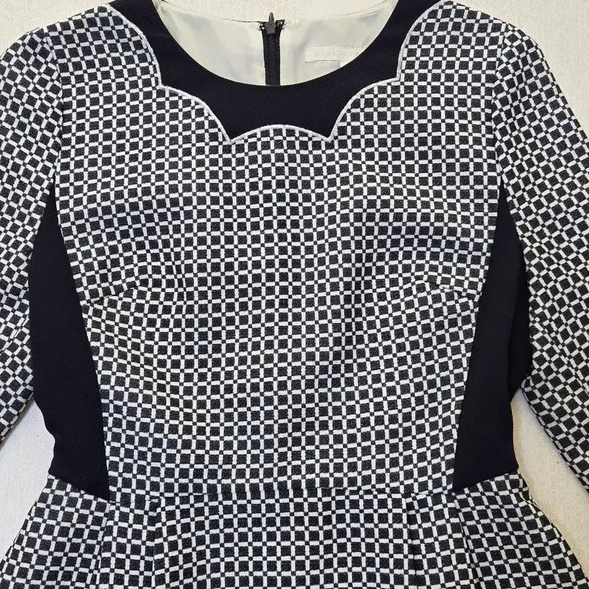 [BUNJANG] Olive Des Olive Check Pattern Navy 3/4 Sleeve Mini Dress / 올리브데올리브 체크 패턴 네이비 칠부 원피스 1 사이즈 85