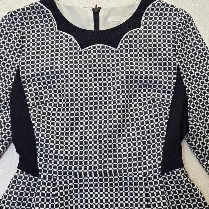 [BUNJANG] Olive Des Olive Check Pattern Navy 3/4 Sleeve Mini Dress / 올리브데올리브 체크 패턴 네이비 칠부 원피스 1 사이즈 85